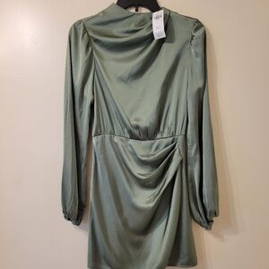 Elegant Green Satin Dress